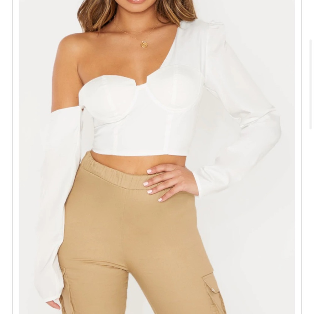 White long sleeve crop top.